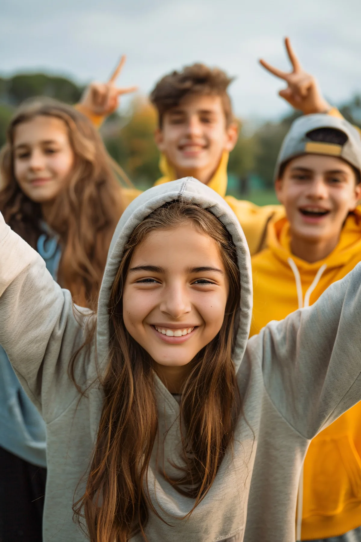 Grupo de adolescentes al aire libre, imagen de apoyo para psicología en la adolescencia